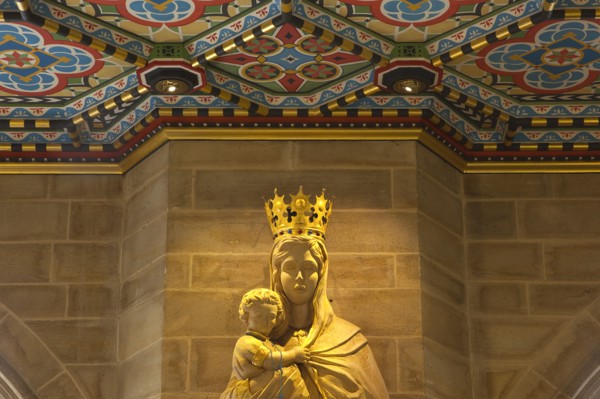 England, West Sussex, Shoreham-by-Sea, Lancing College Chapel interior statue of the Virgin Mary