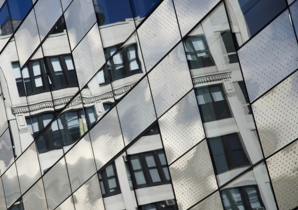 USA, New York, Manhattan, West Side High Line Park north of 23th Street new building with old
