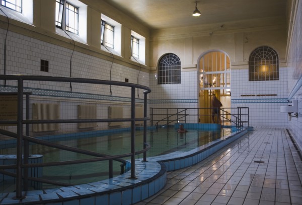 Pest Indoor pool at Szechenyi thermal baths largest in Europe.