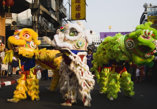 Dragon dance Chinese New Year show.