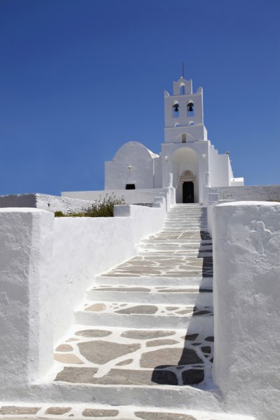 Church inside Chrissopigi monastery which is build on the top of a cliff nearby Platis Yalos village and it is famous for housing the miraculous icon of Panagia Chrissopigi.