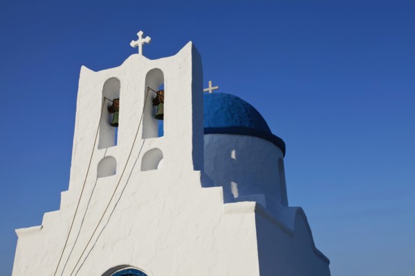 The Seven Martyrs a small white church with a blue dome