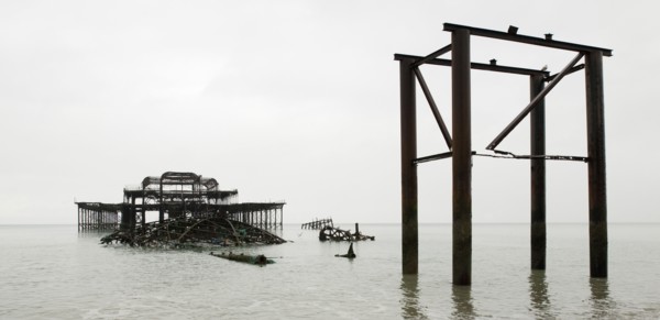 Ruined shell of the West Pier.