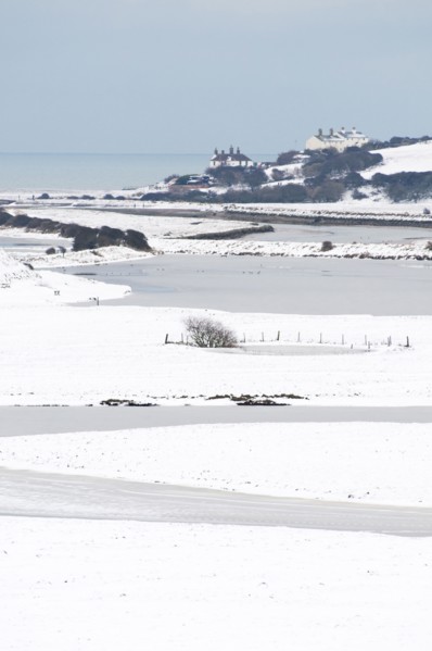 Cuckmere Haven view over the river Cuckmere in winter.