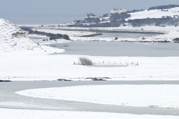Cuckmere Haven view over the river Cuckmere in winter.