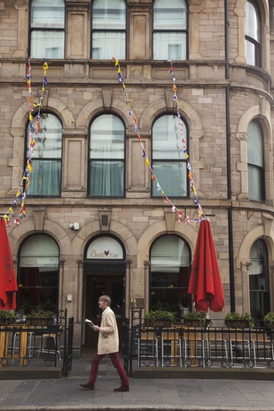 Cathedral Quarter Entrance to the Cloth Ear bar and restaurant in Waring Street.