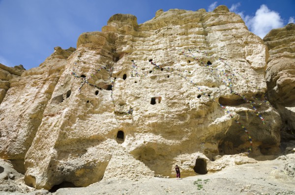 Ancient caves of Nepalese native citizens near Lo Monthang city.