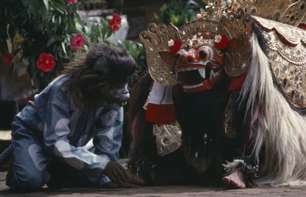 Indonesia, Bali, Barong dance representing the struggle between good and evil. Monkey removes thorn