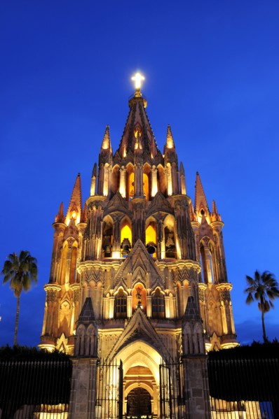 Mexico, Bajio, San Miguel de Allende, La Parroquia de San Miguel Arcangel neo-gothic exterior