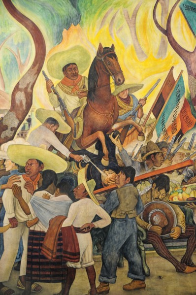 Mexico, Federal District, Mexico City, Detail of mural Dream of a Sunday Afternoon in the Alameda
