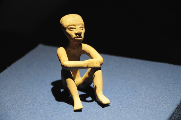Mexico, Anahuac, Teotihuacan, Anthropomorphic ceramic representation in the site museum. Photo :