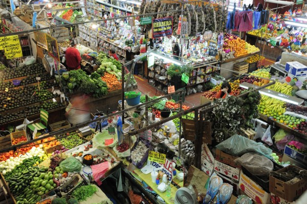 Mexico, Jalisco, Guadalajara, Mercado Libertad Vegetable market stalls displays and vendors. Photo