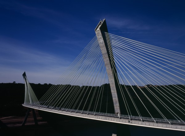 France, Bretagne, Finistere, Ile de Crozon. The new Pont de Terenez suspension bridge opened April