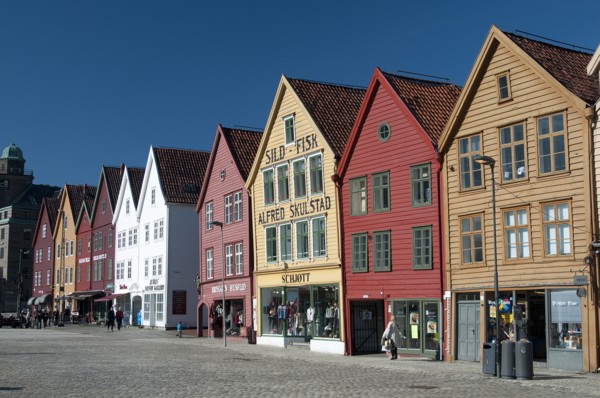 Norway, Bergen, Historic buildings on the Bryggen. Photo : Bob Battersby