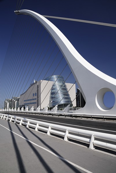 Ireland, County Dublin, Dublin City, Samuel Beckett bridge on the river Liffey with the Convention
