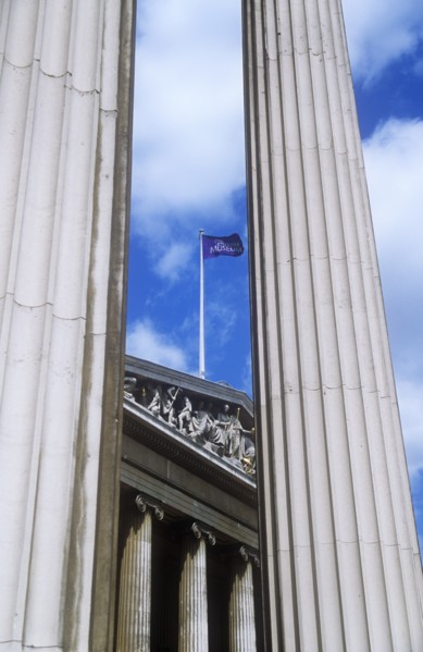 Education, Museums, General, The British Museum London. Part view of Classical Greek style portico