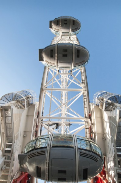 Looking up at the London Eye, London, England