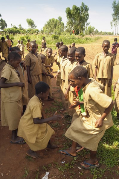 Burundi, Cibitoke Province, Buganda, Ruhagurika Primary School girls dancing during their playtime