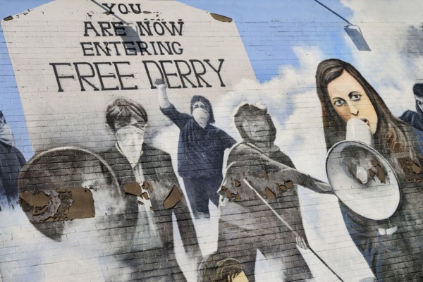 Ireland, North, Derry, The Peoples Gallery series of murals in the Bogside  Mural known as "Bernadette".