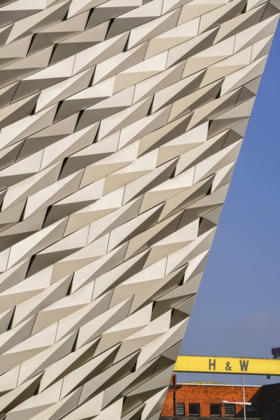 Ireland, North, Belfast, Titanic Quarter, Titanic Belfast Visitor Experience, Section of building