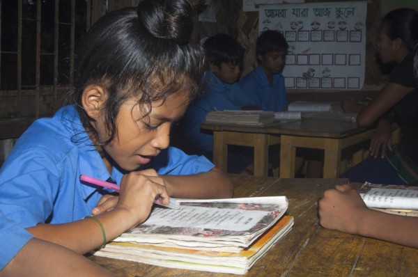 Bangladesh, Chittagong Division, Rowangchhari Upazila, Mro minority ethnic group children sat in