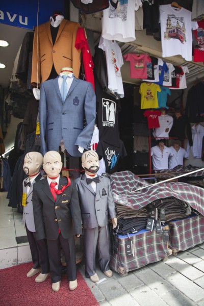 Turkey, Istanbul, Fatih, Sultanahmet, Shop selling clothing. 
Photo Stephen Rafferty