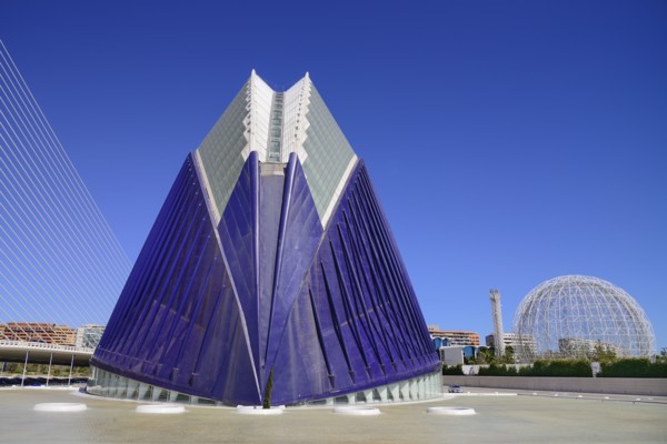 Spain, Valencia Province, Valencia, La Ciudad de las Artes y las Ciencias  City of Arts and Sciences  The Agora is a multifunctional area that can host congresses  conventions  exhibitions and even te...