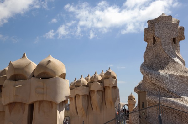 Spain, Catalonia, Barcelona, La Pedrera or Casa Mila on Passeig de Gracia, designed by Antoni Gaudi