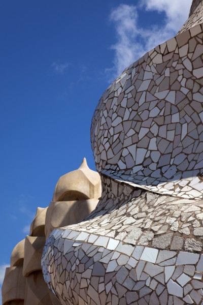 Spain, Catalonia, Barcelona, La Pedrera or Casa Mila on Passeig de Gracia, designed by Antoni Gaudi