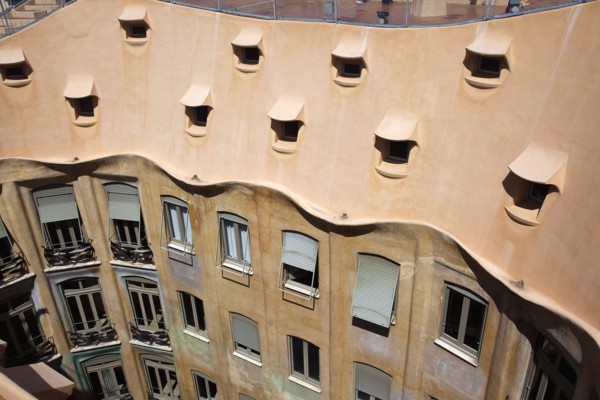 Spain, Catalonia, Barcelona, La Pedrera or Casa Mila on Passeig de Gracia, designed by Antoni Gaudi