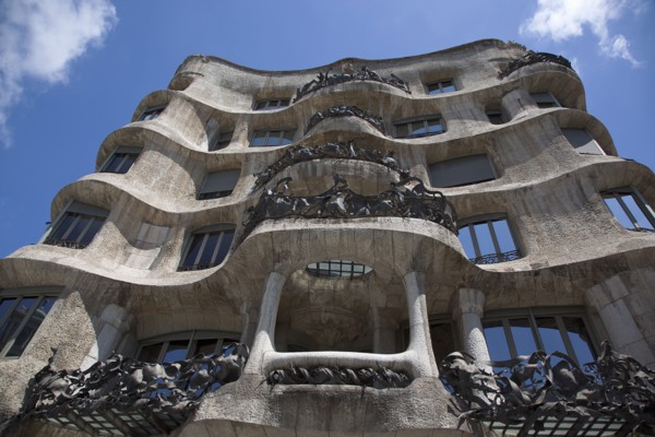 Spain, Catalonia, Barcelona, La Pedrera or Casa Mila on Passeig de Gracia, designed by Antoni Gaudi