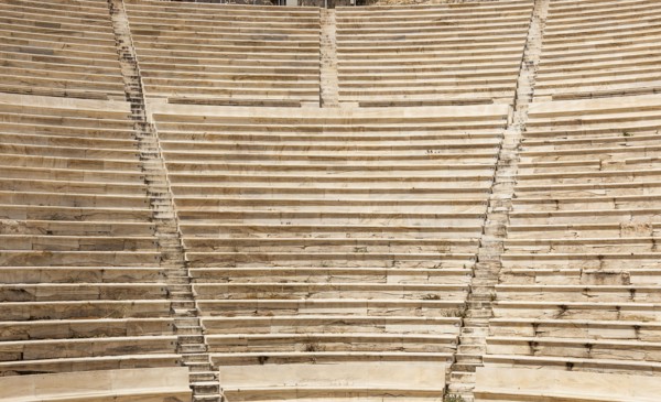 Greece, Attica, Athens, Greece, Attica, Athens, Stone seating in Odeon of Herodes Atticus, located