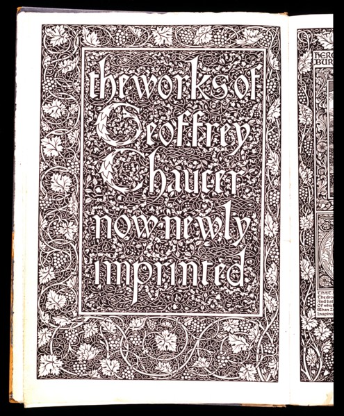 Morris et Burne-Jones, Page imprimée de "The Works of Geoffrey Chaucer"