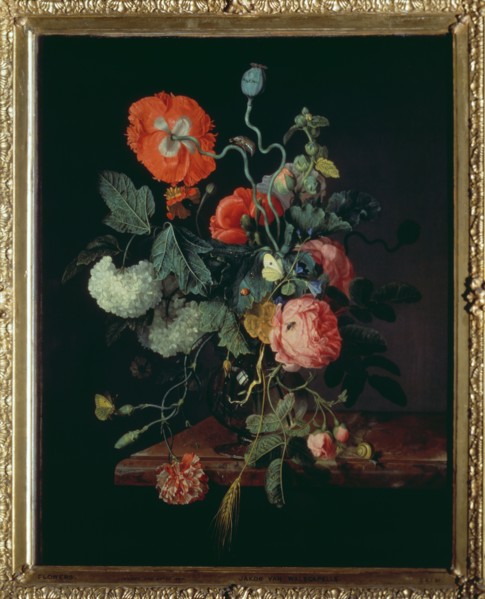 Van Walscapelle, Fleurs dans un vase en verre