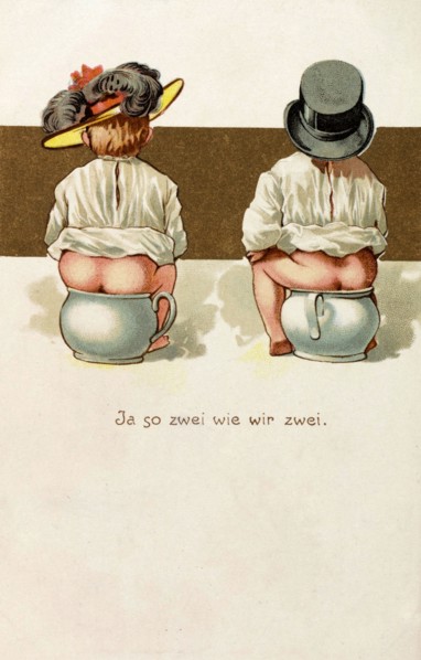 Deux Bébés sur des pots de chambre