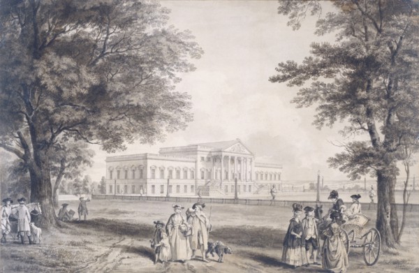 Exterior of Wanstead House, Essex, by George Robertson. London, England, late 18th century