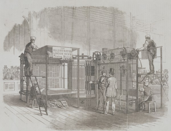 Patent Vertical Printing Machine in the Great Exhibition. England, 1851