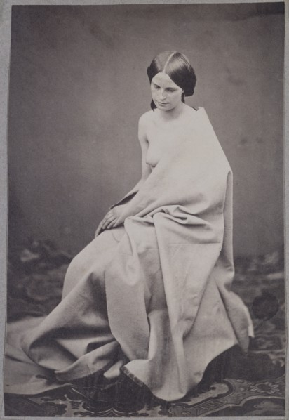 Semi draped female nude, by Roger Fenton. England, 19th century