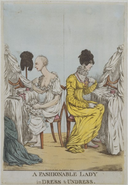 A Fashionable Lady in Dress and Undress, by Robert Dighton. England, 1807