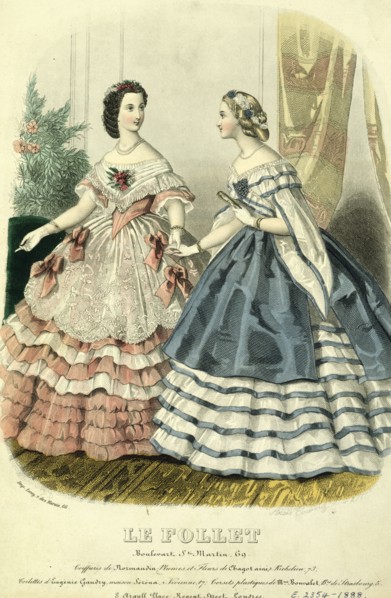 Two Ladies in Ball Dresses. France, mid-19th century