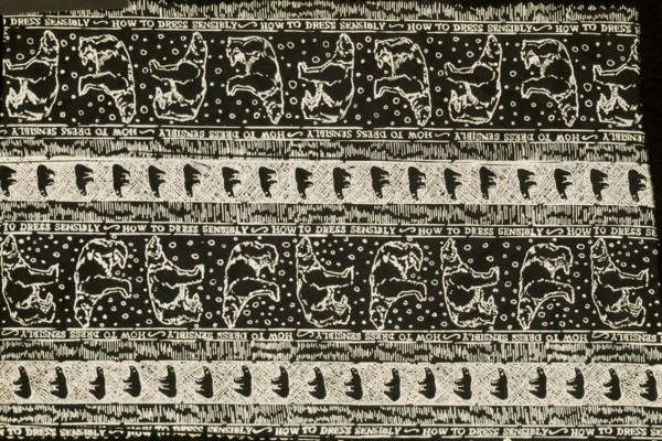 Polar bear stripe dress fabric, English Eccentrics. UK, 1985