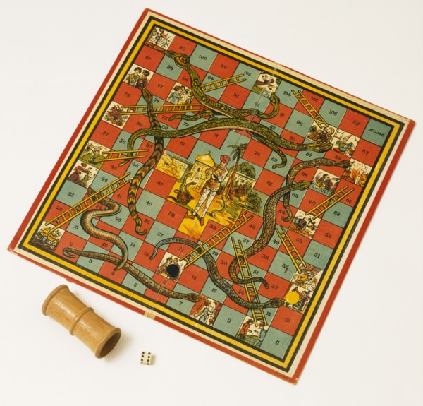 Snakes and Ladders Board. England, c.1920