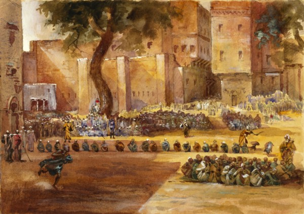 Recruiting at Assiout, by Lady Jane Lindsay. Egypt, 19th century