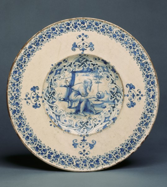 Plate depicting St Jerome in the Wilderness. Italy, 16th century