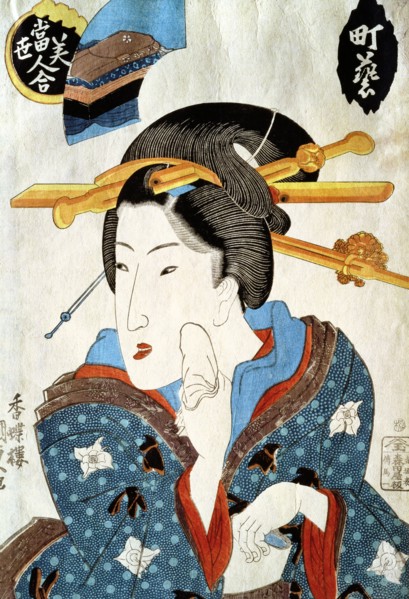Geisha wiping Her Face, by Utagawa Kunisada. Japan, 19th century