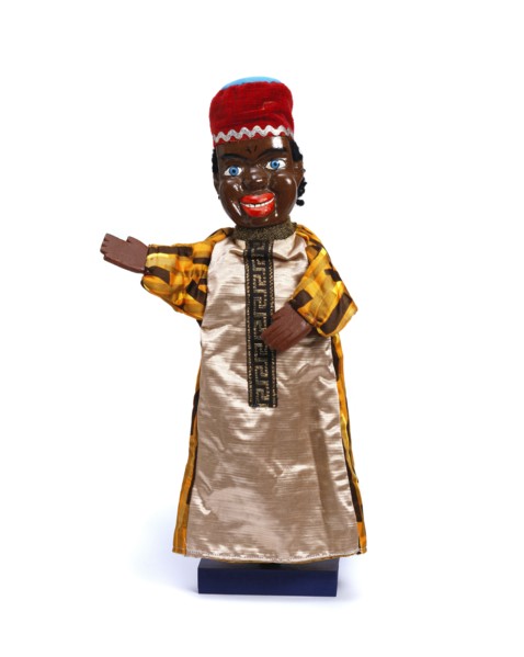 Glove puppet of a black man, by Fred Tickner. England, 20th century