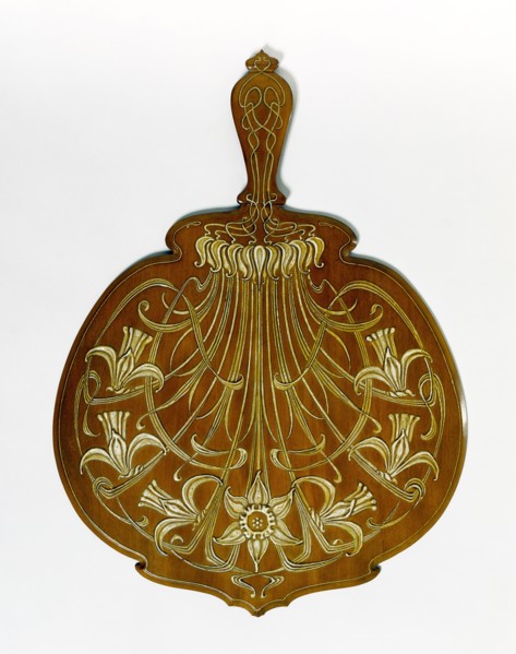 Hand mirror, by Francis George Wood. Salford, England, 20th century