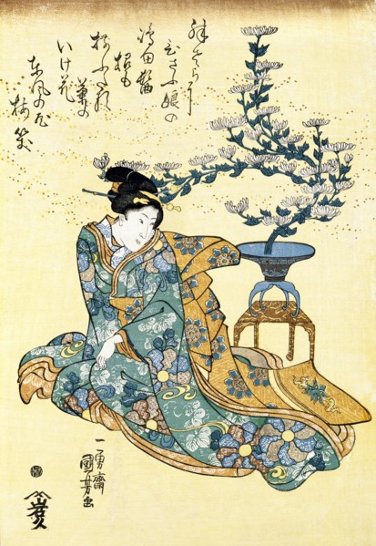 Woman and Chrysanthemum Plant, by Utagawa Kuniyoshi. Japan, 19th century