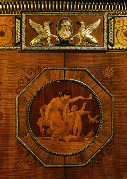 The pier glass and commode, detail, by Robert Adam. London, England, 1773