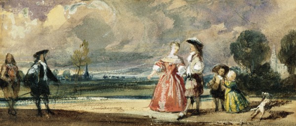 Figures Meeting on a Terrace, by R.P. Bonington. England, 1826